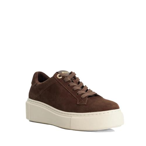Image of Dune London Ladies EVIENNE Leather Lace-Up Chunky Trainers Size UK 6 Suede Brown