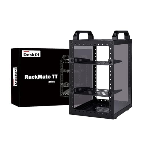Image of GeeekPi DeskPi RackMate TT Mini Server Cabinet for Mini PC, 200mm Depth Mini Rack with 2pcs 0.5U Rack Shelfs, for NAS, AV & Network Equipment (Black)