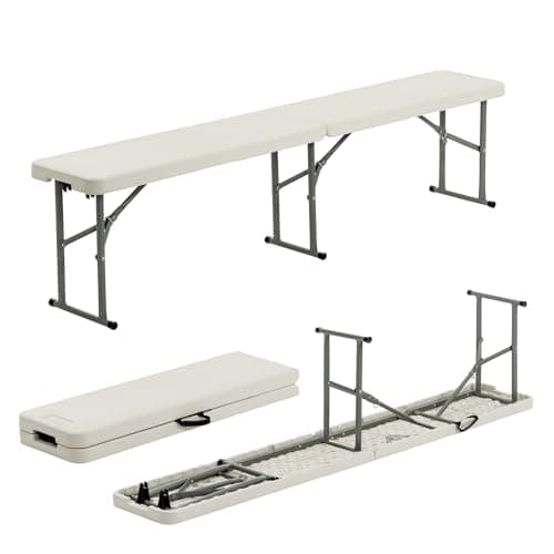Image of Harbour Housewares Folding Garden Bench - 6ft (180cm) - Pack of 1 - Heavy Duty Folding Utility Bench Easy Store Indoor Outdoor Patio Seating for Outdoor Events, Camping Picnic, Arts and Crafts