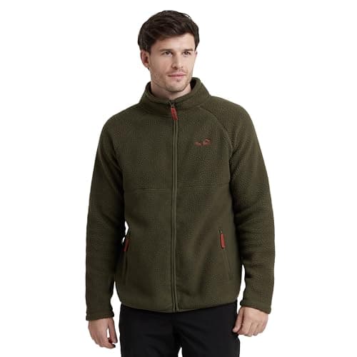 Image of Peter Storm Men's Glen Full Zip Fleece, Borg Fleece Material, Relaxed Fit, High Collar, Zipped Handwarmer Pockets (UK, Alpha, L, Regular, Regular, Khaki)