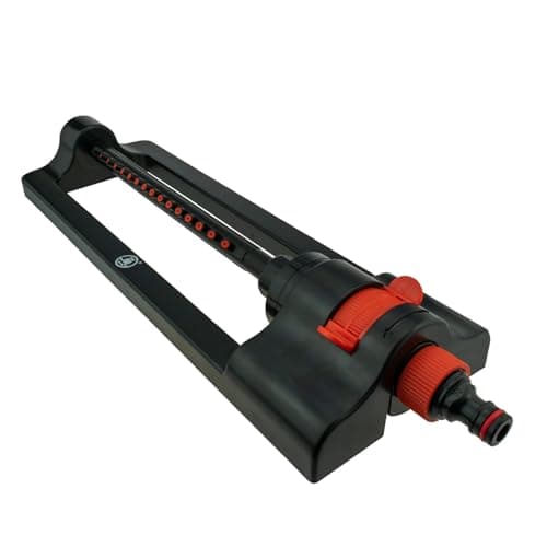 Image of GARDENIX Precision Garden Oscillating Bar Sprinkler with Adjustable Range and Quick-Connect Hose System - 16 Nozzles - Watering for Garden Lawn Grass - Black
