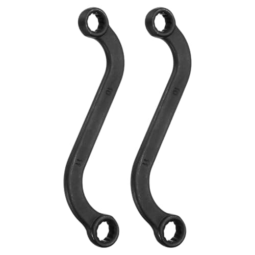 Image of sourcing map 2pcs 10mm x 11mm 12-Point S-Style Box Wrench Double End S-Shaped Wrench Sandblasted Nickel Plated Cr-V Steel S Box Wrenches for Home Auto Bike Machine Repair