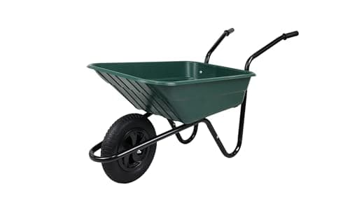 Image of Barrow in a Box Shire 90L Green Wheelbarrow, The Walsall Wheelbarrow Company, Lightweight Polypropylene Wheelbarrow with Pneumatic Tyre