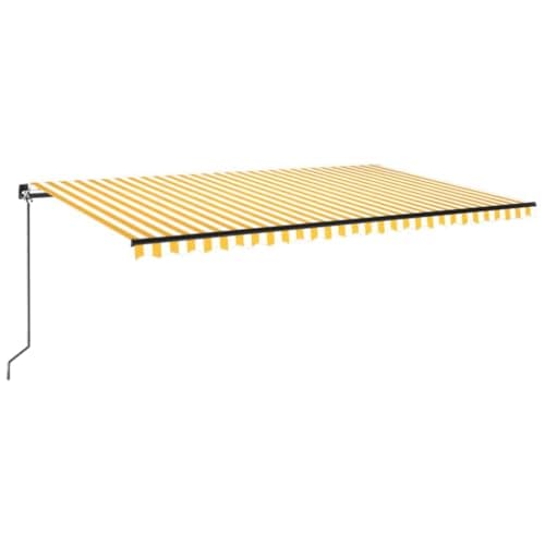 Image of vidaXL Manual Retractable Awning 500x300 cm - Sturdy Aluminium, UV/Water- Polyester, Adjustable Outdoor Patio Canopy Yellow/White