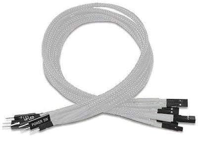Image of Shakmods 30cm Front Panel White Sleeved Power Reset HDD LED Extension Cable