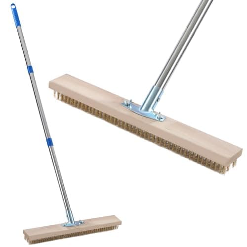 Image of TOPWAY Wire Broom Stiff Steel Wire Brush 45cm with 1200mm Stainless Steel Detachable Handle Outdoor Garden Yard Floor Brush Steel Bristles for Deck Scrub Sweep Weed Patio Pathways