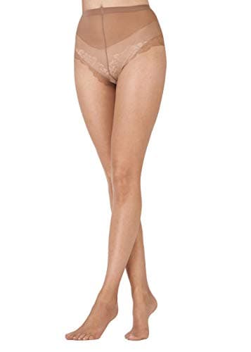 Image of Pretty Polly Women's Naturals 8D Oiled Tights glossy fine 7 DEN 3 Tights, Beige (Sskd Slightly Sunkissed), Medium (Manufacturer Size:SM)