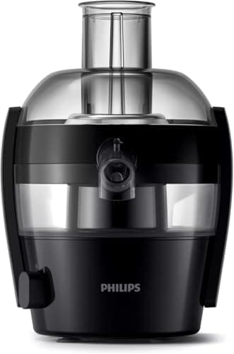 Image of Philips Viva Collection Compact Juicer, 1.5 Litre, 500 Watt, Quick Clean Technology, Drip Stop, Dishwasher Safe Parts, See-through Pulp Container, Direct Serve, Black (HR1832/01)