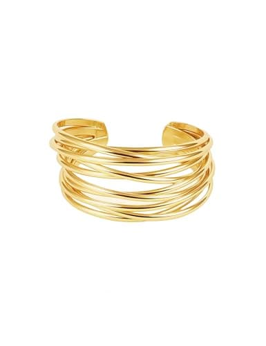 Image of CozyChique Gold Chunky Cuff Bracelets for Women Minimalist Irregular Gold Bangles Bracelet Statement Hammered Multi-layer Cross Wire Open Wide Adjustable Jewellery Arm Cuff