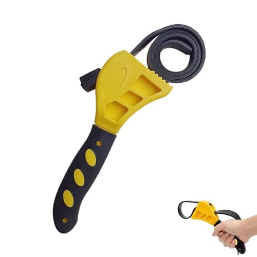 Image of LeeQunQ Rubber Strap Wrench, Oil Filter Wrench, for Jar Opener, Pipes, Plumbing, Shower Head, Water Filter, Mechanics Plumbers DIY(Yellow Black)