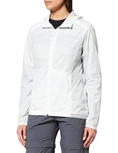 Image of Salomon Women'S Windbreaker Jacket, Agile Wind Print Hoodie W, Synthetic Blend, White, Size XL, LC1158000