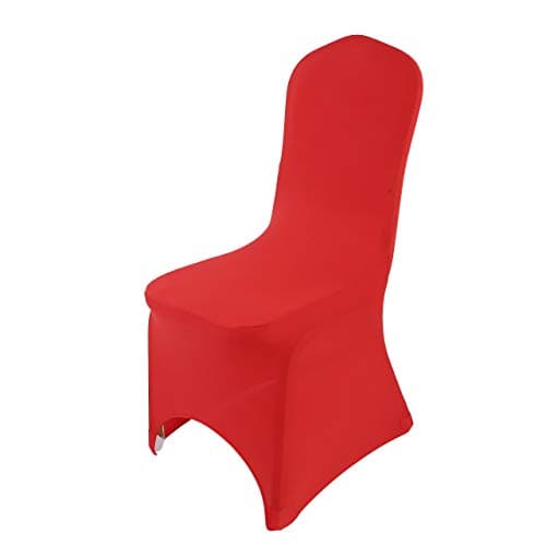 Image of Chair Covers Spandex Universal Slipcovers Dining Chair Cover Wedding Banquet Party Arched Front (Red, 10)