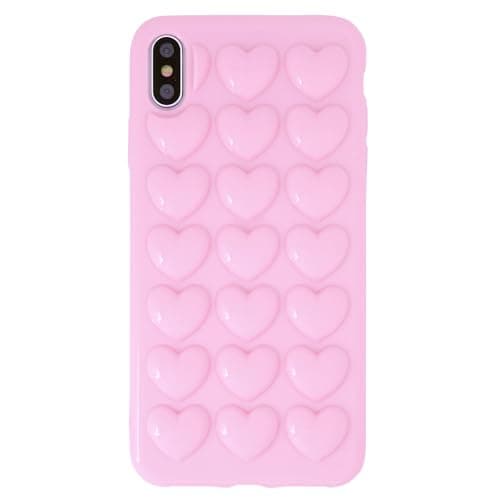 Image of DMaos iPhone X/iPhone Xs Case for Women, 3D Pop Bubble Heart Kawaii Gel Cover, Cute Girly for iPhone 10 10s 5.8 inch - Pink