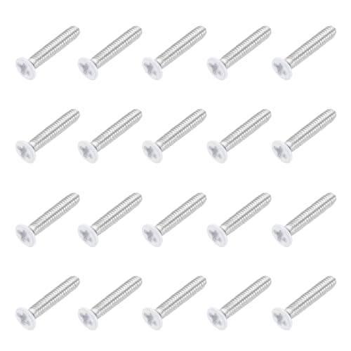 Image of sourcing map M2 x 10mm Flat Countersunk Head Machine Screws 304 Stainless Steel Full Thread Phillips Drive Cross Screw for Furniture Connection Electrical Appliances (White, Pack of 20)