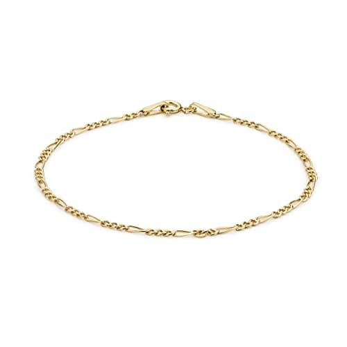 Image of CARISSIMA Women's 9 ct Yellow Gold Hollow 1.9 mm Diamond Cut Figaro Chain Bracelet of Length 18 cm/7 Inch