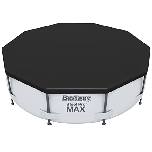 Image of Bestway 58036-19 Flowclear Swimming Pool Cover for Steel Pro Max Round Pools, 10 ft, Black
