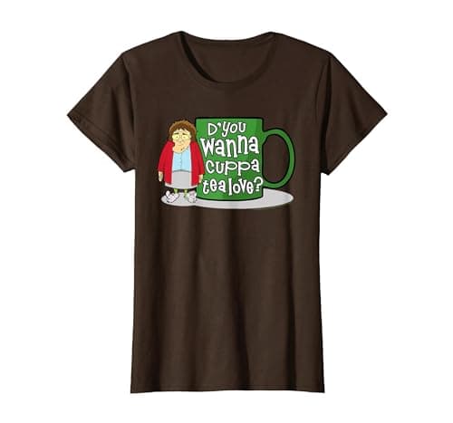 Image of Mrs Brown's Boys D'You Wanna Cuppa Tea Love T-Shirt, Women, Brown, Large
