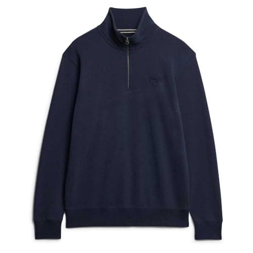 Image of Superdry Mens Essential Logo Henley Half Zip Sweatshirt (UK, Alpha, 3XL, Regular, Regular, Navy)