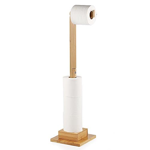 Image of Ecooe Bamboo Freestanding Toilet Paper Holder Storage Roll holder Ideal for 6 toilet paper rolls Stand and organizer 2 in 1 Space saving Without drilling 72 cm