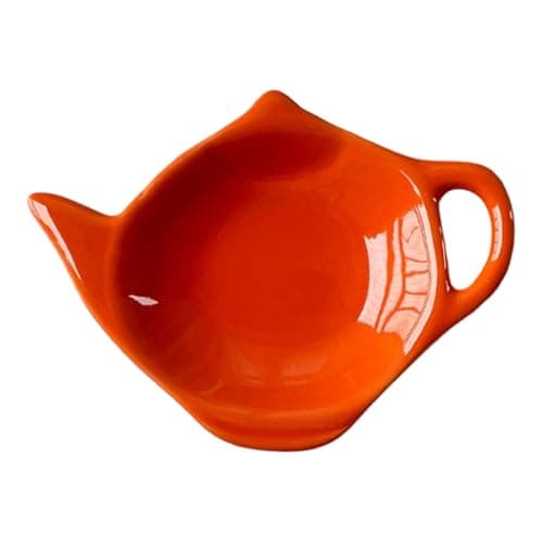 Image of Compact Teapot Shaped Ceramic Dish, Multi-Use Tea Bag Holder & Small Serving Plate, Decorative Dish for Tea Time, 12x8.7cm (Orange, 12 * 8.7)