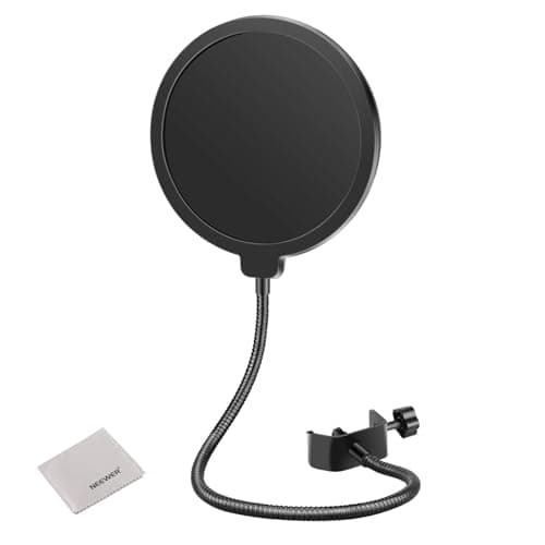Image of NEEWER Microphone Pop Filter Shield Compatible with Blue Yeti Mic, Professional Dual Layered Wind Pop Screen with 360° Flexible Soft Tube, Adjustable Clip, and Cleaning Cloth, NW(B-3)