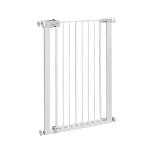 Image of Safety 1st Easy Close Extra Tall Metal Gate, Baby Stair Gate Pressure Fit, 73-80cm (max. 94cm), Easy Close, Extra Tall (91cm), No-Screw Installation (No Drilling), White