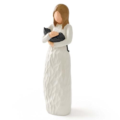 Image of Cuayaes Black Cat Memorial Gifts for Women, Cat Ornaments for Pet Lovers Home Decor, Resin Pet Friendship Guardian Angel Statue, Loss of Pet Bereavement Gifts