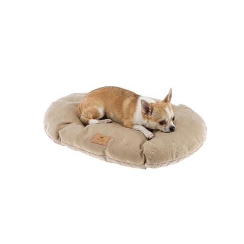 Image of Ferplast Cat and Dog Cushion Stuart 45/2, Double-Sided, Tweed and Soft Velvet, Washable, Beige, XS