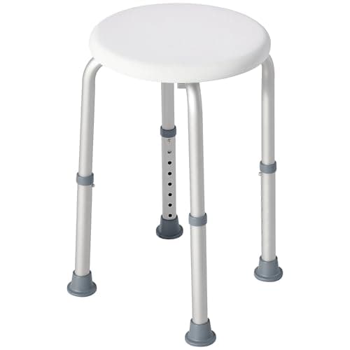 Image of HOMCOM Shower Chair, Adjustable Height Shower Stool with Aluminium Frame and Non-Slip Feet, Bathtub Stool Seat for Elderly Disabled Handicap, White