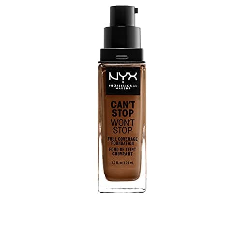 Image of NYX Professional Makeup 24 Hour Full Coverage Lightweight Foundation, Can't Stop Won't Stop, Long Lasting, Waterproof, Vegan Formula, Matte Finish, Shade: Cappuccino