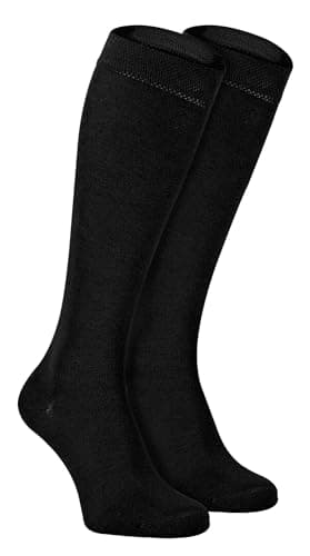 Image of Sock Snob - Womens Long Knee High Bamboo Socks | 2 Pair Pack | Plain & Patterned | Gift for Ladies (4-7, Black)