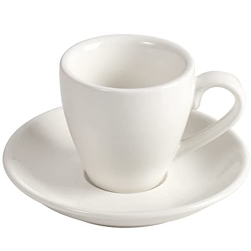 Image of ionEgg Porcelain Espresso Cup with Saucer, Espresso Shot Cup, Demitasse Cup, 80ml/2.7Oz, White