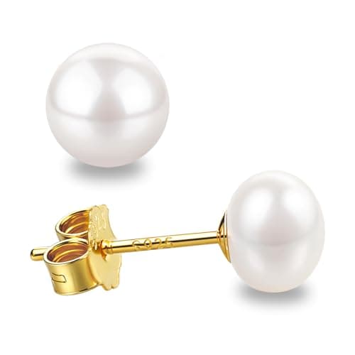 Image of 5MM Small White Real Pearl Earrings 925 Sterling Silver Button Freshwater Cultured Pearl Stud Earrings