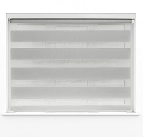 Image of Grey Dual Layer Zebra Day & Night Roller Blinds Light Filtering Material with Metal Brackets & Fittings 140cm Width x 160cm Length