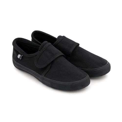 Image of Boys Girls School Pumps PE Gym Black/White Plimsolls Trainers Adult Lace Dance Ballet Plain Plimsoles - Non Marking Sole