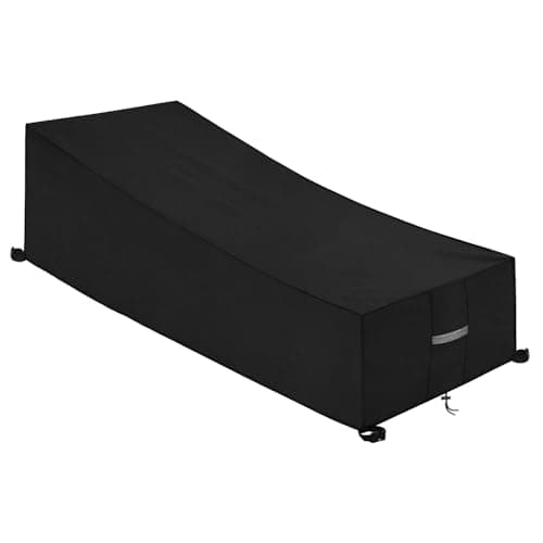 Image of Dokon Garden Sunbed Cover with Air Vents, Waterproof Windproof Anti-UV Heavy Duty Oxford Fabric Outdoor Sun Lounger Covers, Patio Sunbed Lounger Cover (200x75x40/70cm) - Black