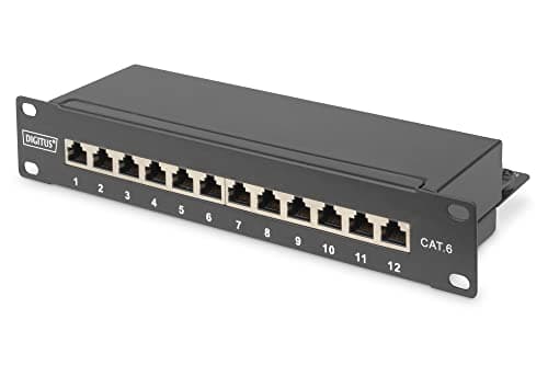 Image of DIGITUS Cat 6 patch panel - 12 ports - RJ45 jacks - 10-inch rack mount 1 rack unit - LSA distribution field - shielded - black