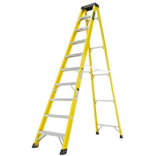 Image of TB Davies 1235-010 Trade Electrician Swingback Step Ladders, 10 Tread, GRP Fibreglass, Built-in Tool Tray, 150kg Work Load, EN131