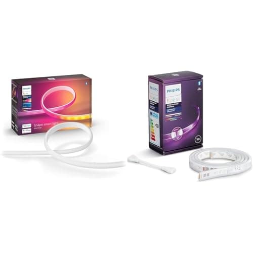 Image of Philips Hue Gradient Light Strip 2m. for Syncing with Entertainment, Media and Music. with Bluetooth & Lightstrip Extension v4 [1 m] White and Colour Ambiance Smart LED Kit with Bluetooth