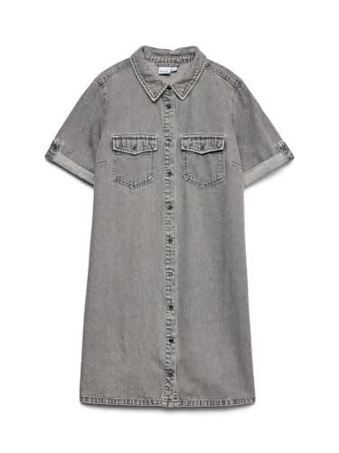 Image of VERO MODA Female Denim Dress VMJENNIE Short Dress, Medium Grey Denim, M