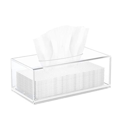 Image of HIIMIEI Acrylic Tissue Box Cover Clear Tissue Holder Napkin Dispenser for Home Office Restaurant