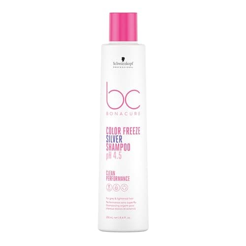 Image of Schwarzkopf Professional Bonacure Silver Shampoo Color Freeze For Blonde Grey And Lightened Hair Removes Yellow Tones Revives Cool Tone With Vegan Keratin SLS SLES Free 250 ml