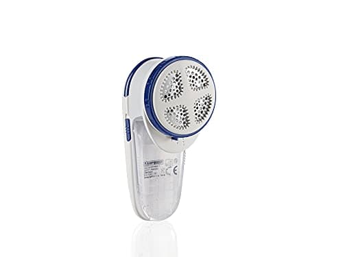 Image of Leifheit Lint Remover and Lint Shaver, White Debobbler and Jumper Restorer, Includes Batteris and Cleaning Fluff Remover Brush, 23 x 19 x 18.5 cm