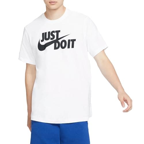 Image of Nike Men Sportswear Just Do It Swoosh T-Shirt - White/Black, M