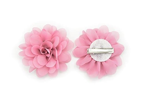 Image of PrettyBoutique Girls Kids Women Chiffon Flower Hair Clip Alligator Clip Party Wedding (7cm, Dusty Pink)