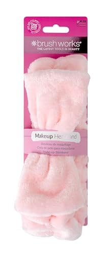 Image of Brushworks Makeup Headband – Pink, Soft Elasticated Headband with Bow for Skincare, Face Masks & Makeup Application | Gentle, Absorbent & Vegan Friendly