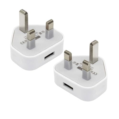 Image of Vmoomax USB Charger Plug 2 Pack, 5V 1A 5W AC to DC Power Adapter White, Compact USB Wall Plug for IP Cameras, Smartphones, Tablets, E-Readers and Other 5V USB Powered Devices