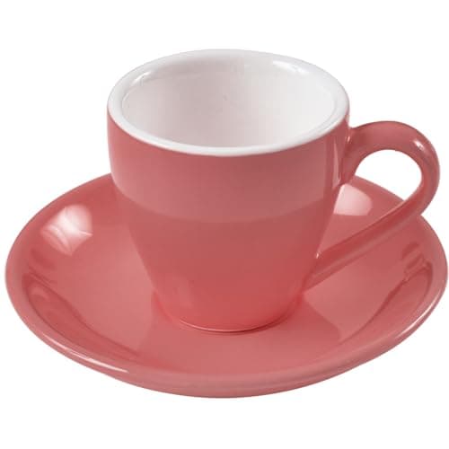Image of ionEgg Porcelain Espresso Cup with Saucer, Espresso Shot Glass, 80 ml, Pink