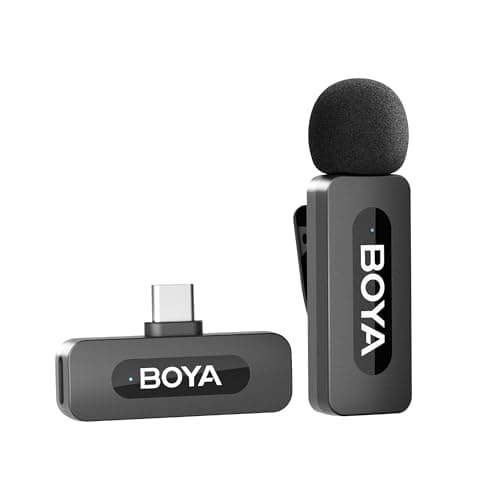 Image of BOYA BY-V10 Microphone Wireless for iPhone 15/16, Android, Mini Lapel Microphone with 328ft Range, 9h Battery Life, Compatibale for Youtube Podcast Facebook Vlogging Recording