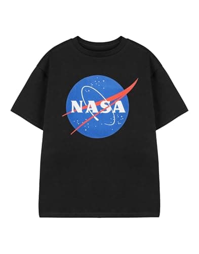 Image of NASA Classic Logo Unisex Kids Black Short-Sleeved T-Shirt | Official NASA Graphic Tee for Children | Space Exploration Theme Apparel for Boys and Girls | Astronomy Merchandise Gift